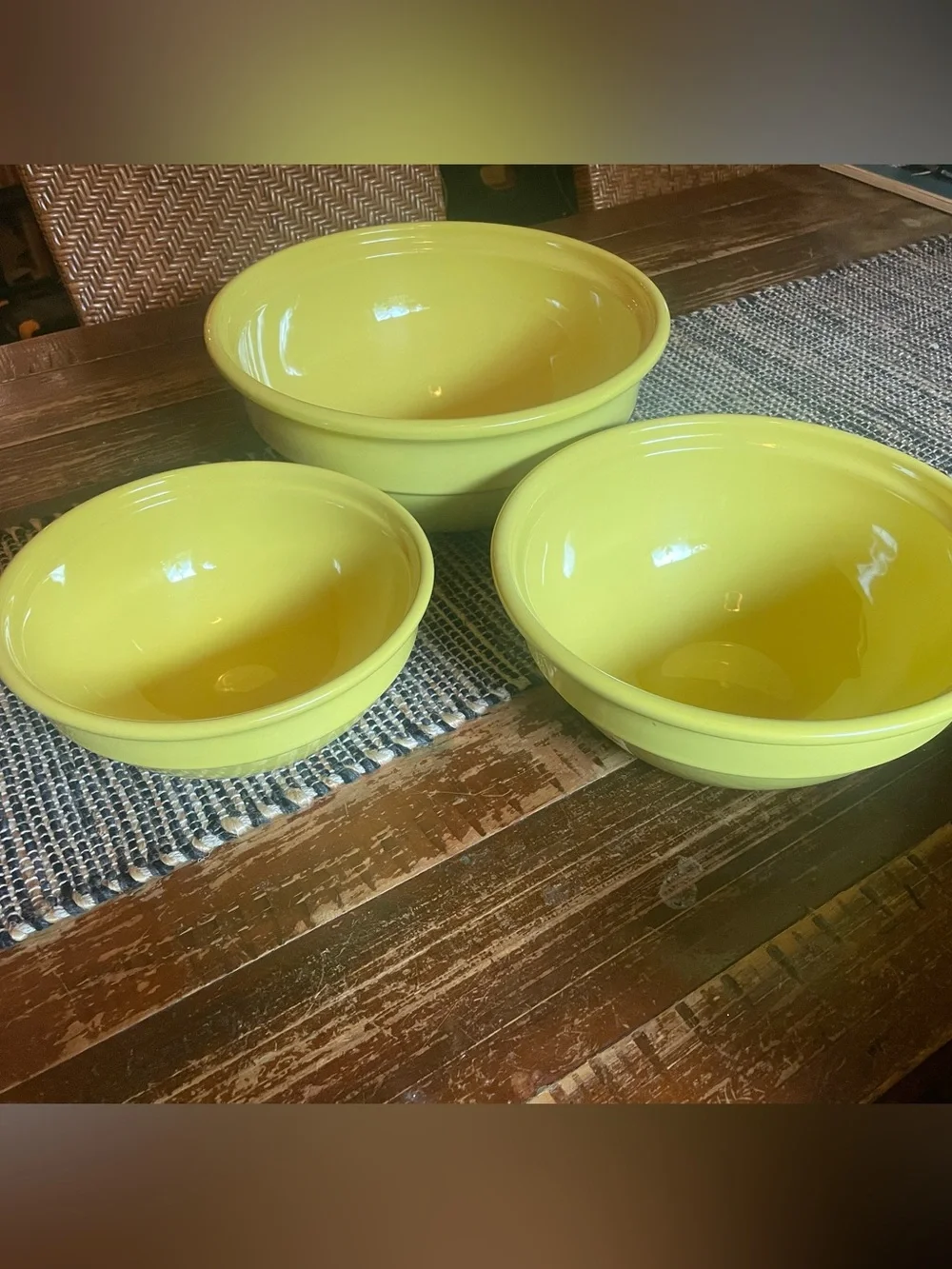 Emile Henry set of 3 stoneware mixing bowls in yellow